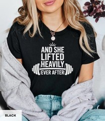And She Lifted Gym Fitness T-Shirt Workout Weightlifting Bodybuilding MMA Tee