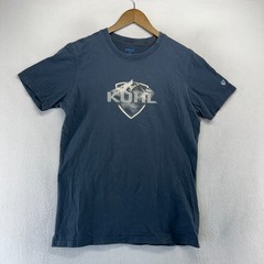 Kuhl Shirt Men’s Small Blue Mountain Graphic Logo Shield Faded Wildfibre Organic