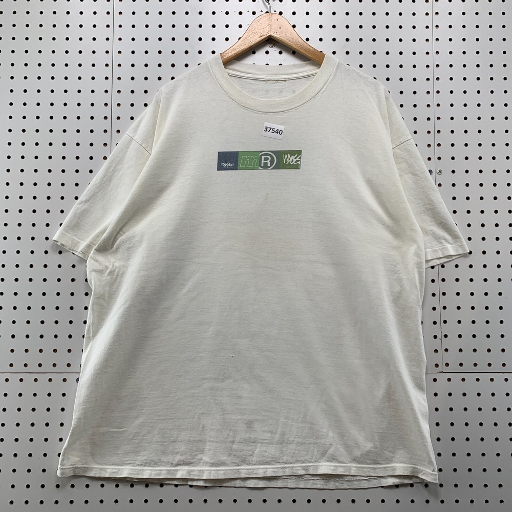 Vintage 90s Mossimo Box Logo Shirt Mens 2XL White Short Sleeve Surf Skate