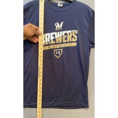 Milwaukee Brewers Shirt Mens Medium Navy Blue Augusta Sportswear Performance Tee