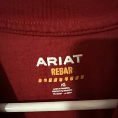 Ariat Men Rebar T-Shirt Size L/G Red Cotton Blend Chest Pocket Work Tee