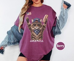 Patriotic Cat Vintage Retro Shirt 4th July Cat Lover Independence Day Gift Tee