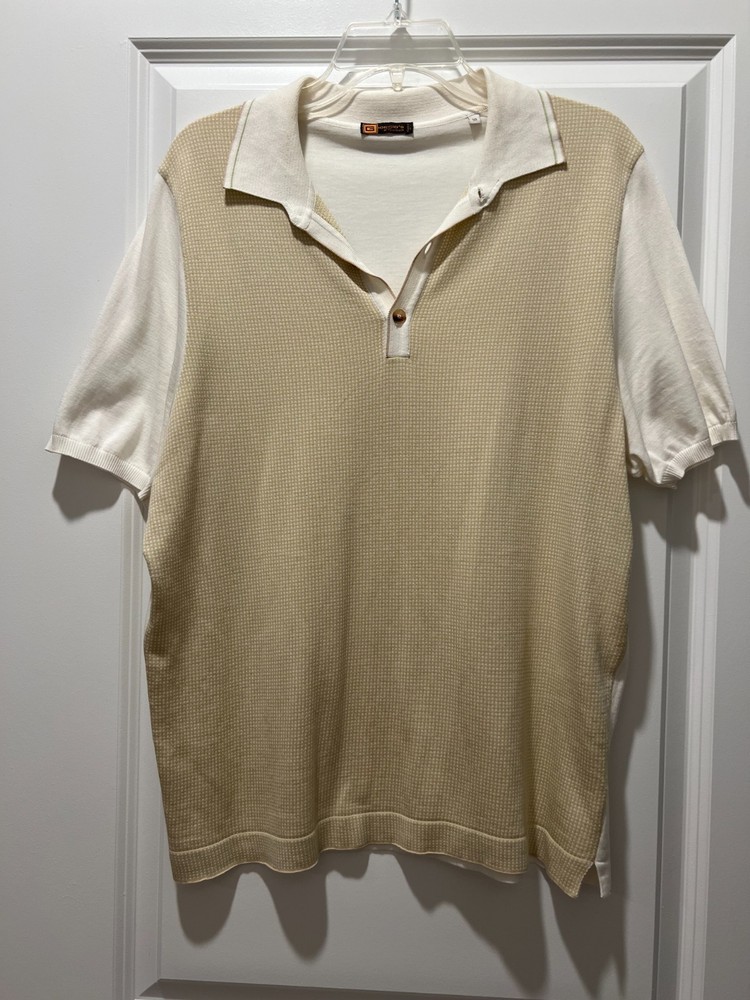 Giorio’s by Palmeach Men’s Polo Shirt Size 50 Italy Beige White 100% Cotton