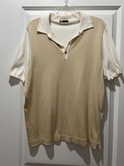 Giorio’s by Palmeach Men’s Polo Shirt Size 50 Italy Beige White 100% Cotton