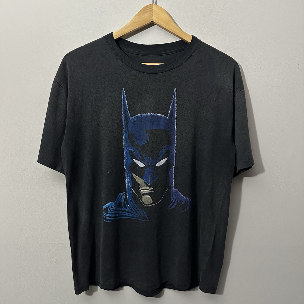 Vintage 1989 Batman DC Comics Big Face Single Stitch T Shirt Mens Size Large USA