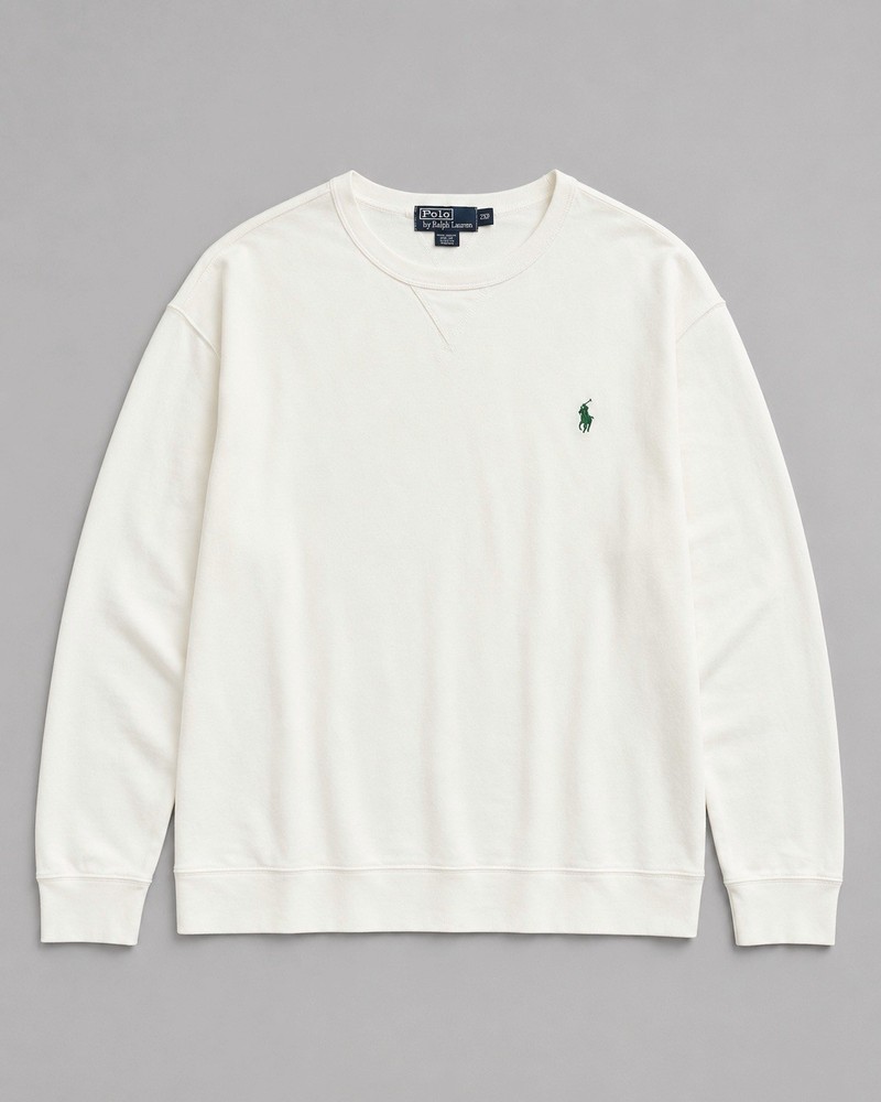 Polo Ralph Lauren Men’s 2XB Big White Long Sleeve Crew Neck Shirt Green Pony