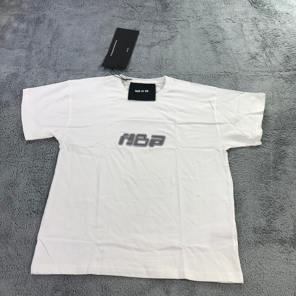 Hood By Air Shirt Mens Small S HBA White Gray Short Sleeve preppy Crew Neck