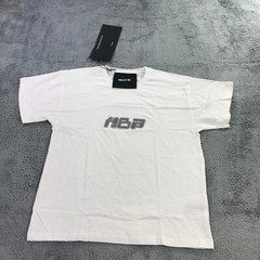 Hood By Air Shirt Mens Small S HBA White Gray Short Sleeve preppy Crew Neck