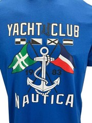 Nautica Men’s Blue T-Shirt Yacht Club Graphic Tee (S08)