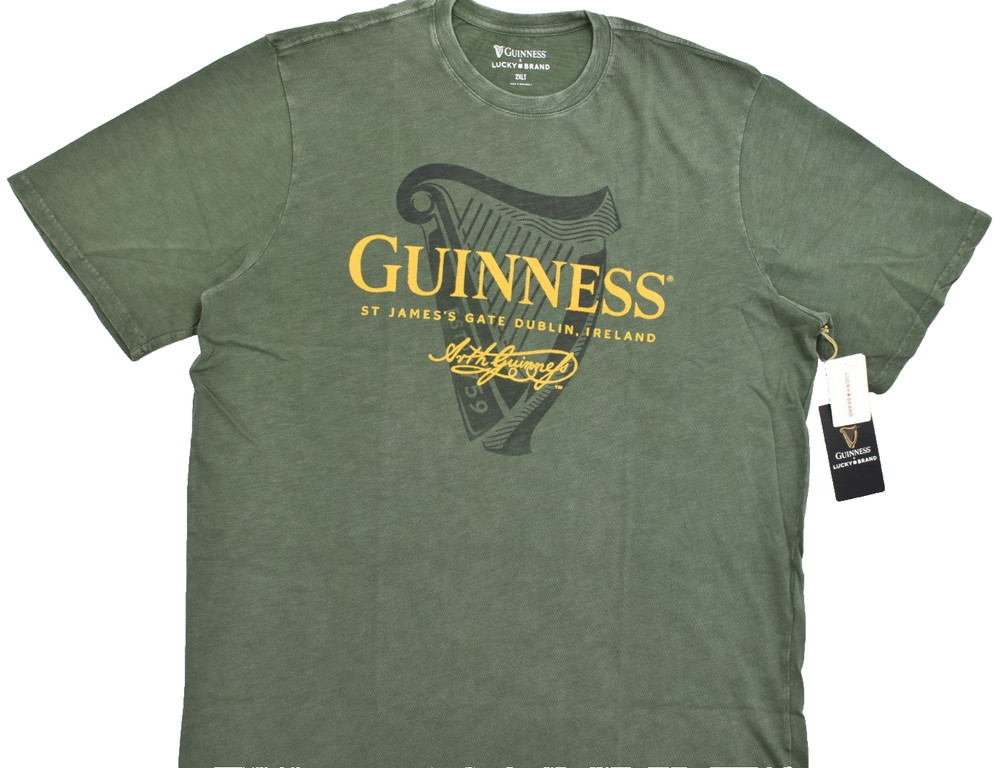 Lucky Brand Men’s Guinness Harp Tee Short Sleeve Green Crew Neck Size 2XLT NEW
