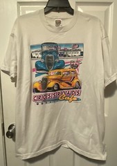 Crossroads Cafe 50s Retro Throwback Shirt XL Street Rod Classic Drag Cars Racing