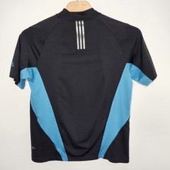 Adidas Tee Mens XL Black Blue Climacool T-Shirt Athletic Tri Striped Soccer