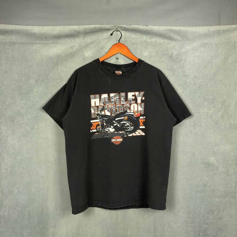 Harley Davidson t shirt Mens Size Y2K Faded Black Motorcycle Concord NC