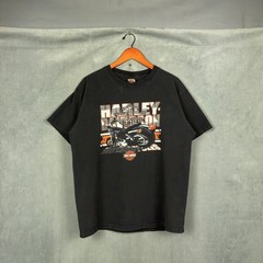 Harley Davidson t shirt Mens Size Y2K Faded Black Motorcycle Concord NC