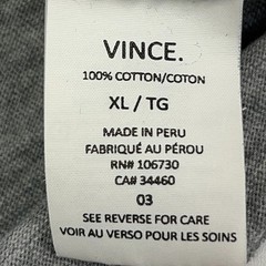 Vince Henley T Shirt Long Sleeve Cotton Heathered Gray Mens XL X-Large