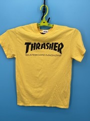 Thrasher Magazine Shirt Mens Small Yellow Skater Short Sleeve Logo Cali Official