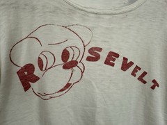 VTG 40s Theodore Roosevelt Teddy Worn Thrashed Distressed T-Shirt Size M 18.5×21
