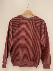 Healthknit Thick Knit Sweater, Size L, Cotton, Red Stripe