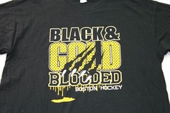 Boston Hockey Black & Gold Blooded T-Shirt Adult XL Black Short Sleeve Gildan