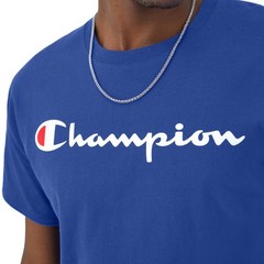 Champion Men Classic Jersey Script T-Shirt Surf The Web Blue XL