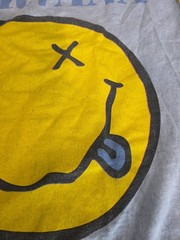 Vtg Nirvana Unisex T-Shirt Yellow Smiley Navy Blue Soft Material 2017 Medium