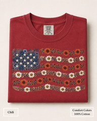 Floral American Flag Comfort Colors Shirt