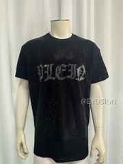 New Fashion Trend Rhinestone Summer Short Sleeve Luxury Men Cotton Black T-Shirt