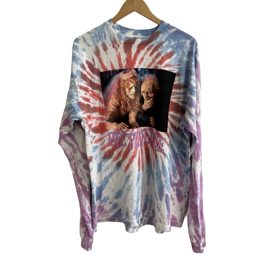 Beetlejuice Shirt Tie Dye Long Sleeve Unisex XL Graphic Print Cotton Tee