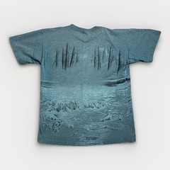 Vintage Habitat Wilderness Misprint T shirt L All Over Print Landscape Sketch