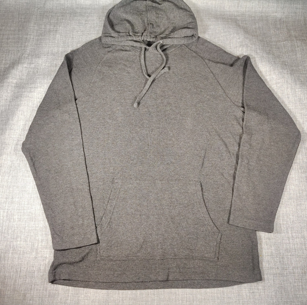 Goodthreads T- Shirt Mens LT Gray Hooded LongSleeve Knit Cotton Blend Lighweight