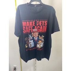 Gildan Trump 2024 Make Pets Safe Again Black Graphic T-Shirt Mens XL Dogs Cats