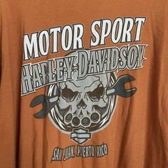 Harley Davidson Men’s 4XL Orange Short Sleeve Skull Brass San Juan Puerto Rico