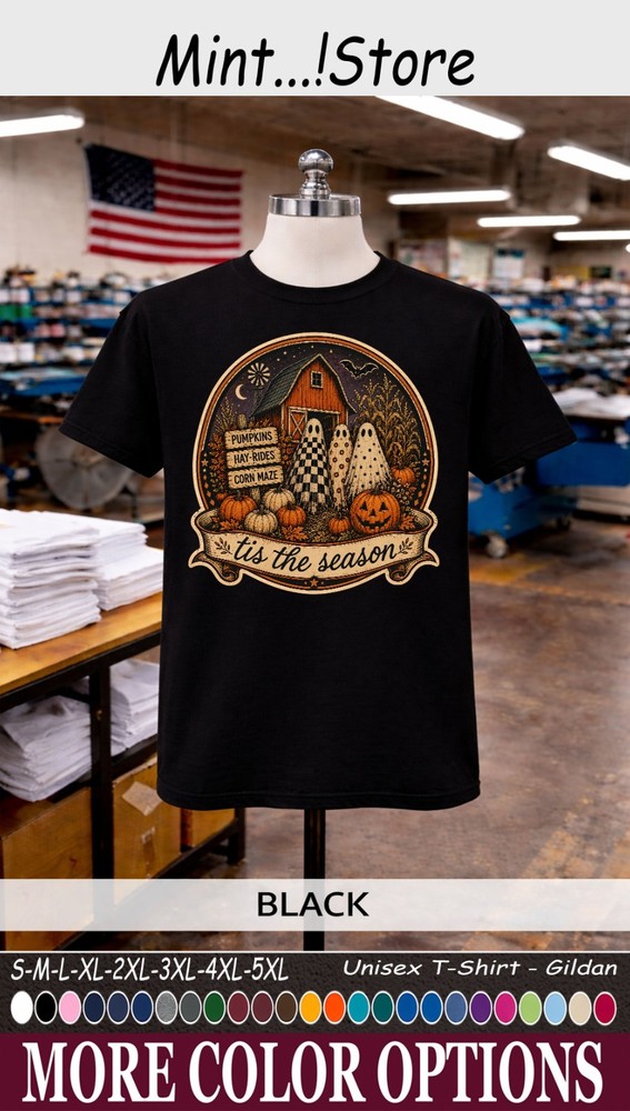 Tis The Season Halloween Shirt, Ghost Pumpkin Fall Farm Tee