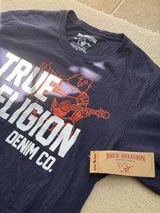 $65 TRUE RELIGION T Shirt New With Tags Navy BUDDHA Short Sleeve Designer NWT