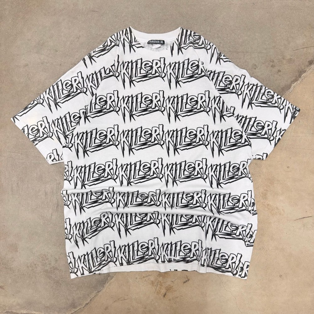 Famous Stars and Straps Killer All-Over Print T-Shirt White Black Size XL