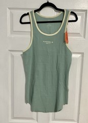 YoungLA TANK TOP 95% Cotton 5% lycra Sage green, cream trim
