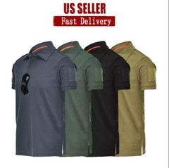Men’s Tactical Short Sleeve Polo T-Shirt Combat Work Top Shirt Quick Dry Casual