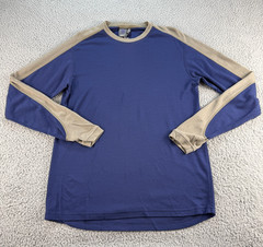 Ibex Superwashed Merino Wool Long Sleeve Shirt Men’s Large L Top Blue Hiking USA