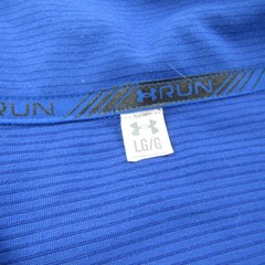 Under Armour Shirt Mens Large Blue Striped Lightweight Stretch Knit Run Running