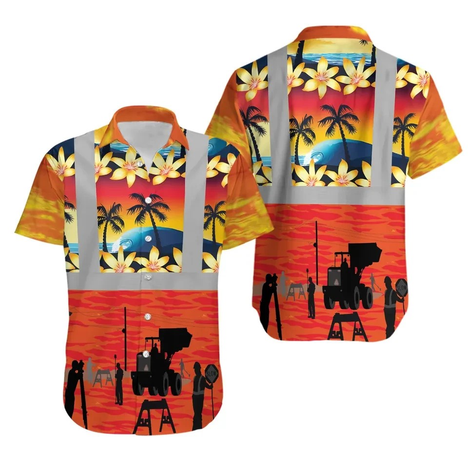 Hi Vis Construction Hawaiian Shirt