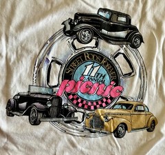 T Shirt Tee XL Single Stitch White 11th Annual Street Rods Forever Double Sided