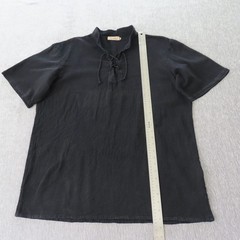 Garras Shirt Mens XL Black Cotton Gauze Lace Up Mexican Festival Beach Casual