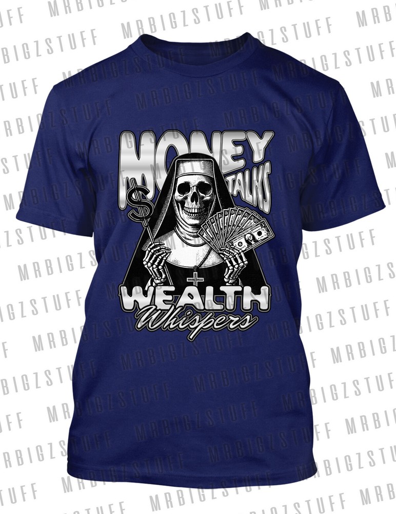Big & Tall Skull Money Wealth Whispers Tee Shirt To Match J1 High Satin Shadow