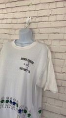 Vintage DOUBLE TROUBLE DATE PARTY white short tee sleeve ’91 unisex size XL