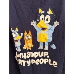Bluey Graphic T-Shirt 3XL Navy Blue Whaddup Party People Bandit Bingo Mens