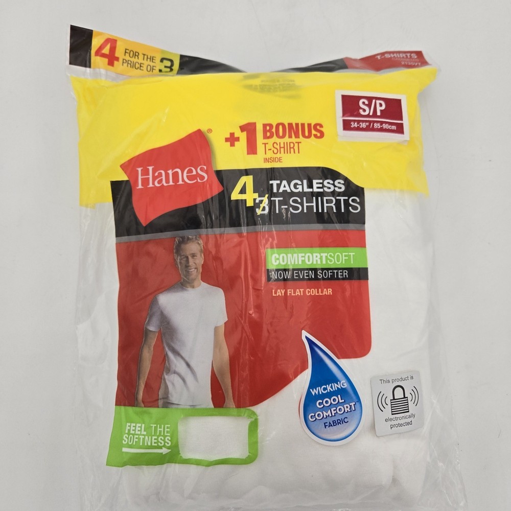4 Hanes Men’s ComfortSoft 100% Cotton Lay Flat Collar Blank T-Shirt 2135VT Small