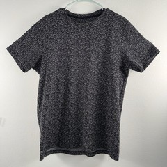 Mens Black White Abstract Speckled Print T Shirt L Short Sleeve Casual Daily