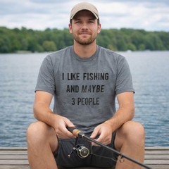 Mens I Like Fishing and Maybe 3 People T shirt Funny Hunting Graphic Gift Dad