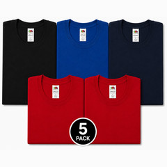 Fruit of the Loom 5-Pack T-Shirts Size L – 1 Navy, 2 Red, 1 Blue, 1 Black