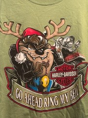 Harley Davidson Green Birmingham AL Tasmanian Devil Xmas T-Shirt Size 3X EUC